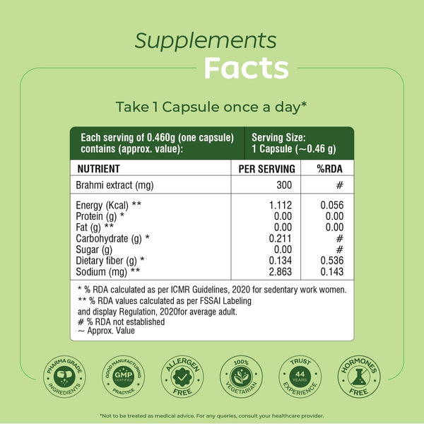 Brahmi Capsules (Free Tote Bag on pack of 2)