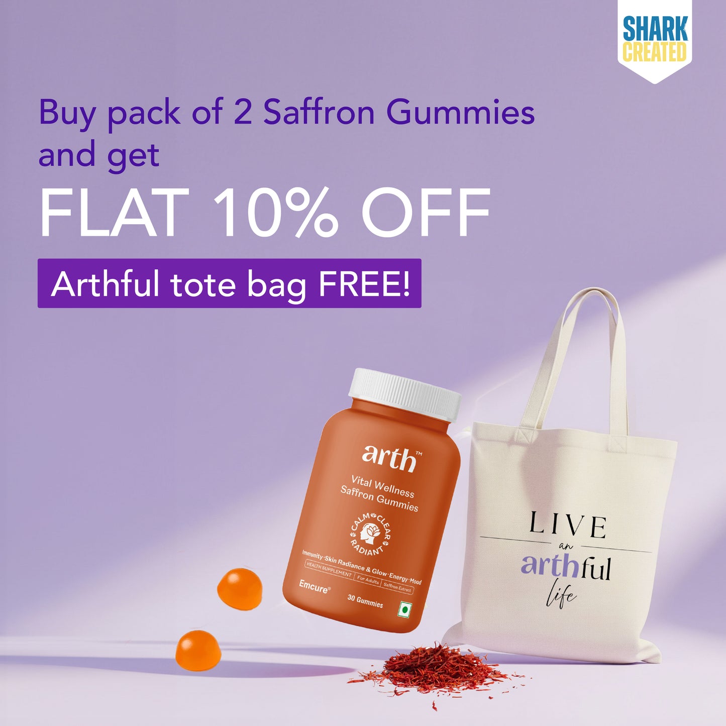 Saffron Gummies (Free Tote Bag on pack of 2)